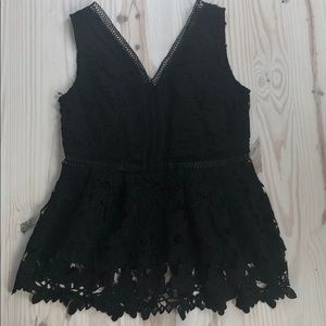 Francesca’s Black Crochet Top - L